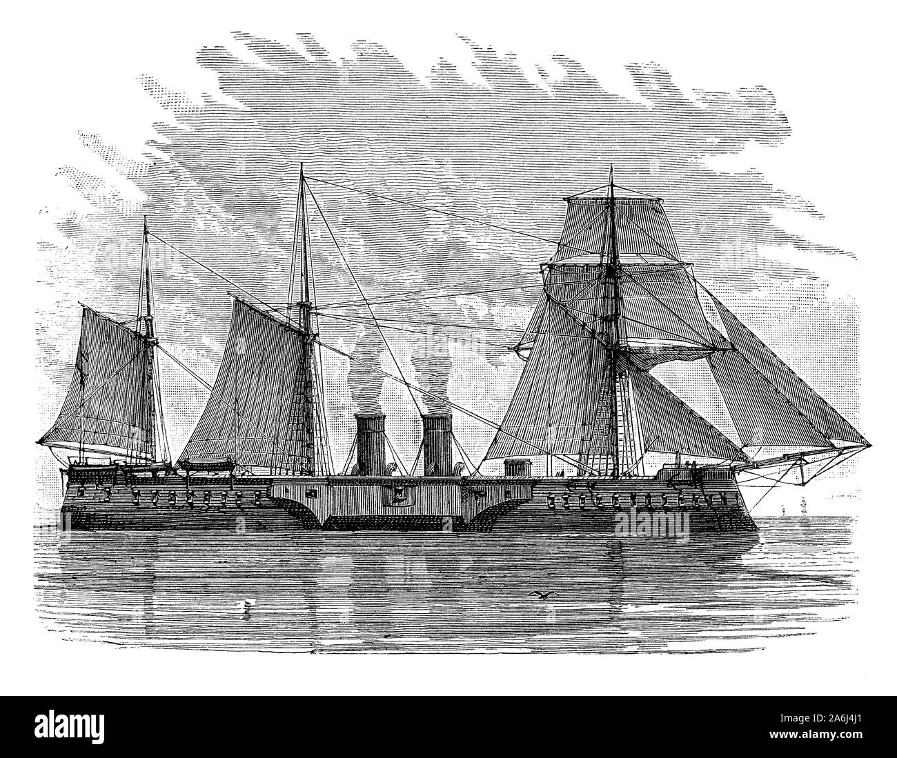 SMS Tegetthoff gepanzerte Kriegsschiff der österreichisch-ungarischen Marine 1878 in Triest gebaut Stockfoto