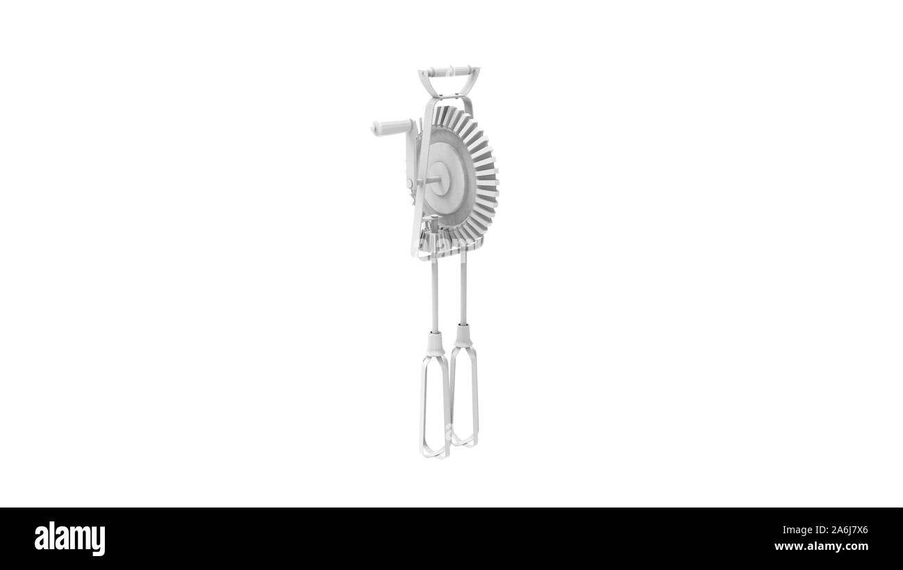 3D-Rendering für eine Vintage Retro Egg Beater auf weißem Hintergrund Stockfoto