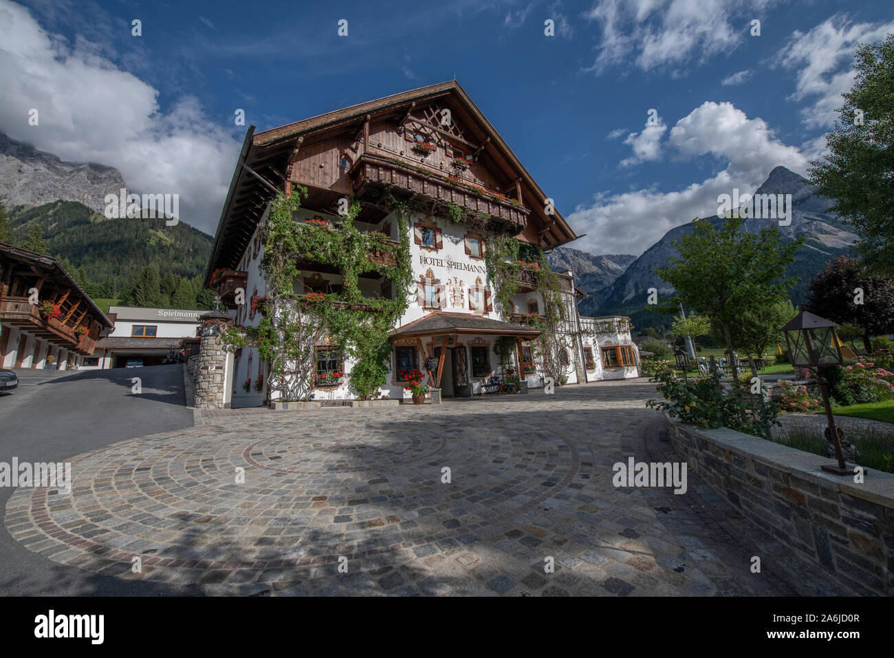 Romantik Hotel Spielmann, Zugspitze Arena, Ehrwald, Österreich Stockfoto