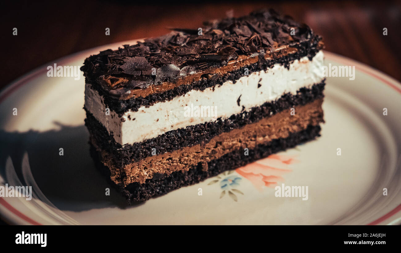 Close-up Cherry Chocolate Cake Stockfoto