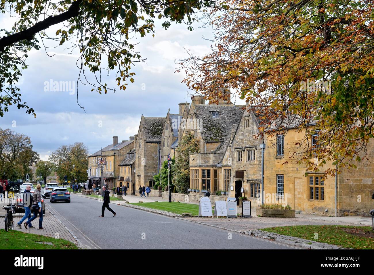 Äußere der Lygon Arms 16. Jahrhundert coaching Hotel, High Street Broadway Worcestershire England Großbritannien Stockfoto