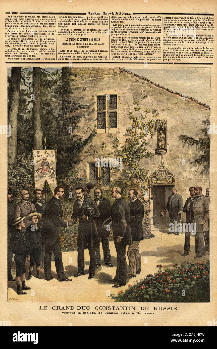 La visite du Constantin Nicolaevitch Romanov (1827-1892) Grand Duc de Russie et Cousin du tsar Alexandre III (1845-1894), La Maison de Jeanne d'Arc Stockfoto