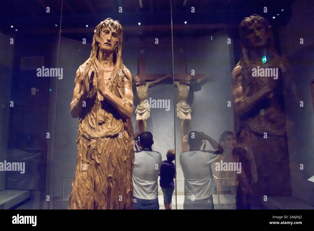 Italienische Renaissance Holz- reuige Magdalena Skulptur aus dem XV Jahrhundert von Donatello in Museo dell'Opera del Duomo (Museum der Werke des Cathedr Stockfoto