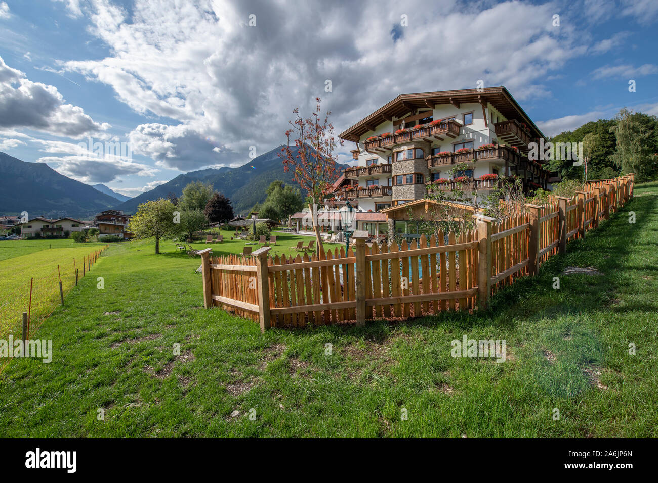 Romantik Hotel Spielmann, Zugspitze Arena, Ehrwald, Österreich Stockfoto
