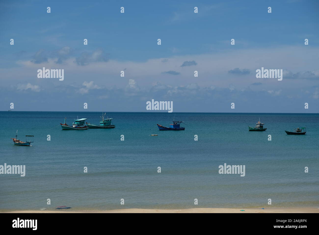 Vietnam Phu Quoc - Fischerboote Long Beach Stockfoto