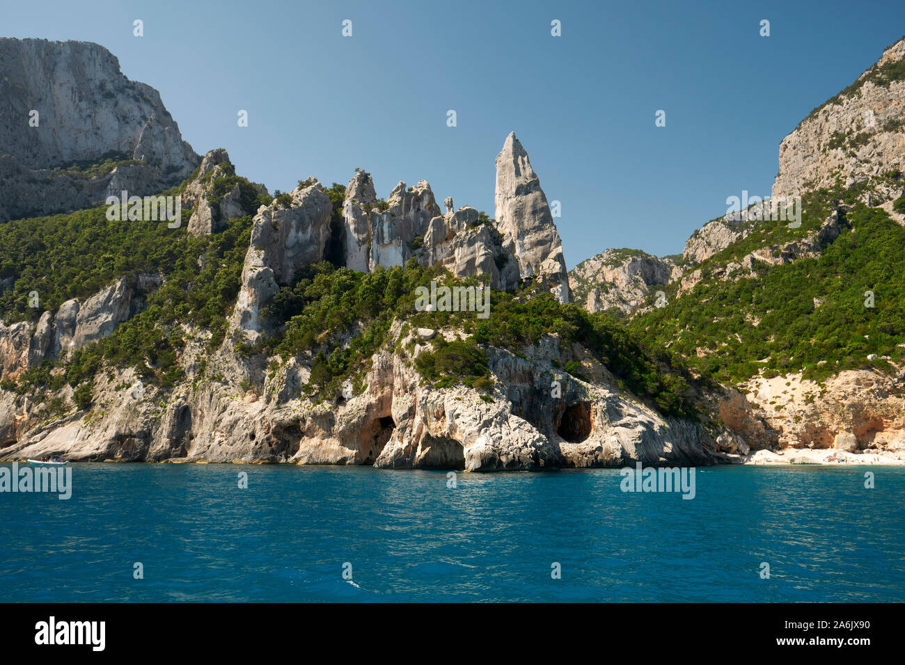 Cala Goloritzè und die spektakuläre Karstlandschaft Küste des Golfs von Orosei in Nationalpark Gennargentu/Ogliastra Nuoro Sardinien Italien Europa Stockfoto