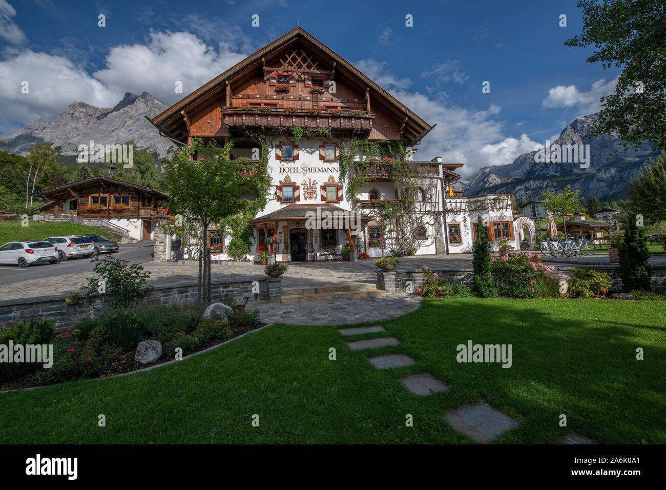 Romantik Hotel Spielmann, Zugspitze Arena, Ehrwald, Österreich Stockfoto