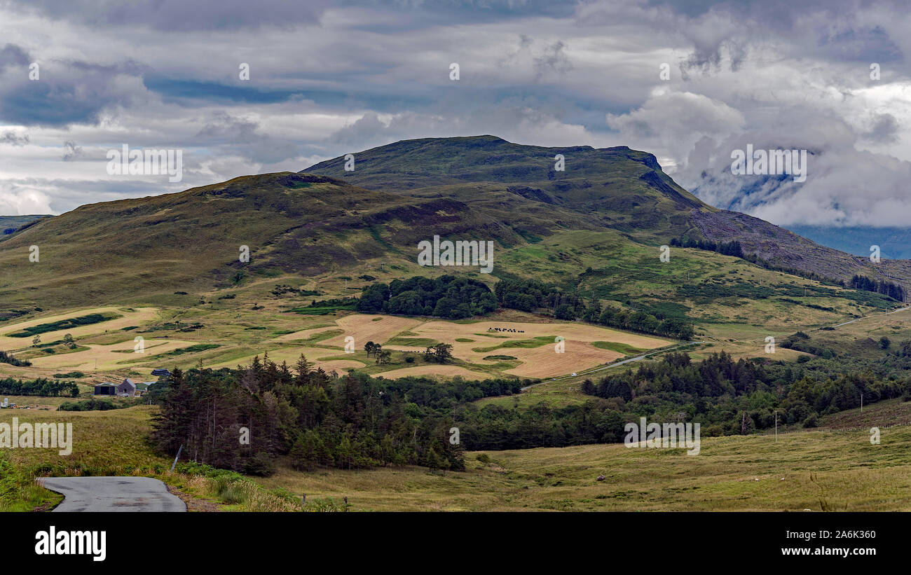 Elgol Farm und Berg, Isle of Skye Stockfoto