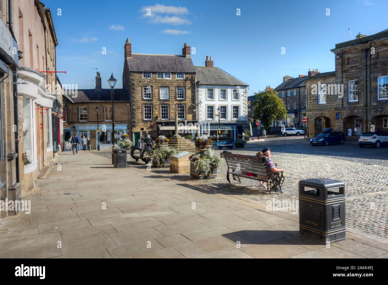 Der Marktplatz von Alnwick Northumberland, Großbritannien Stockfoto