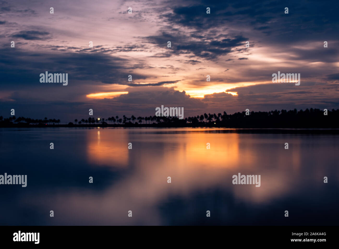 Sonnenuntergang am Edava backwaters in Kerala Stockfoto