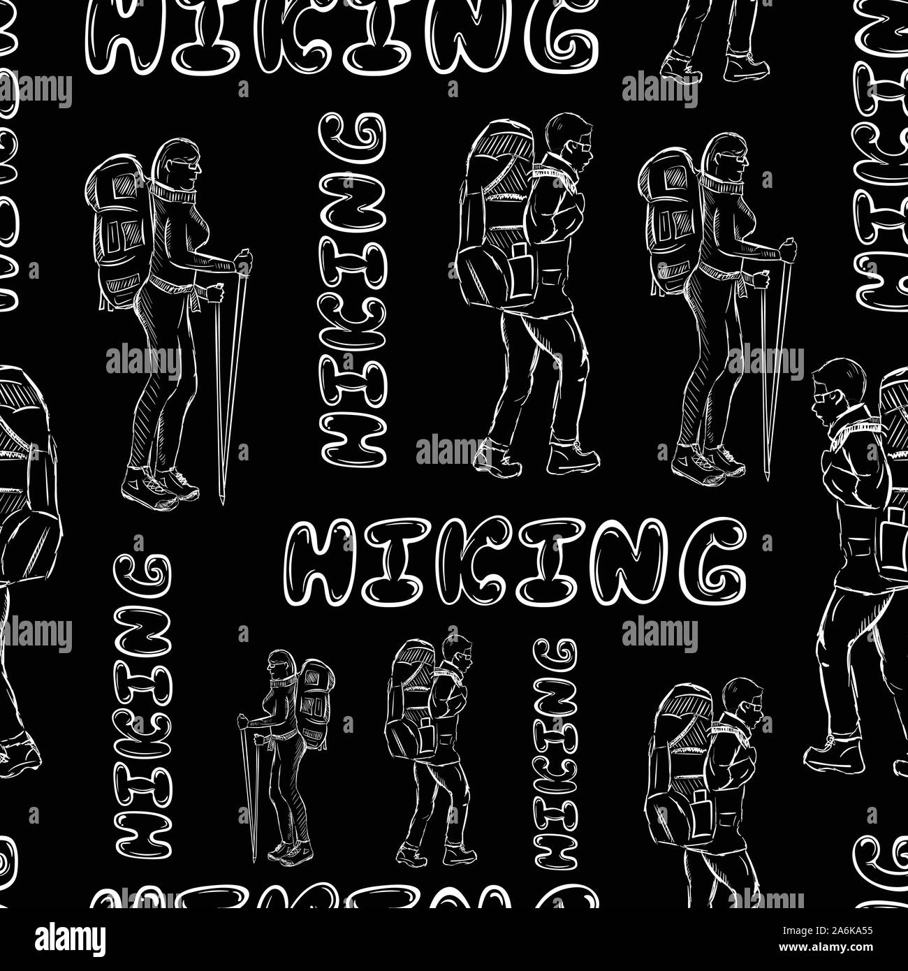 Die Konturen eines wandern Zeichen nahtlose Textur Stock Vektor