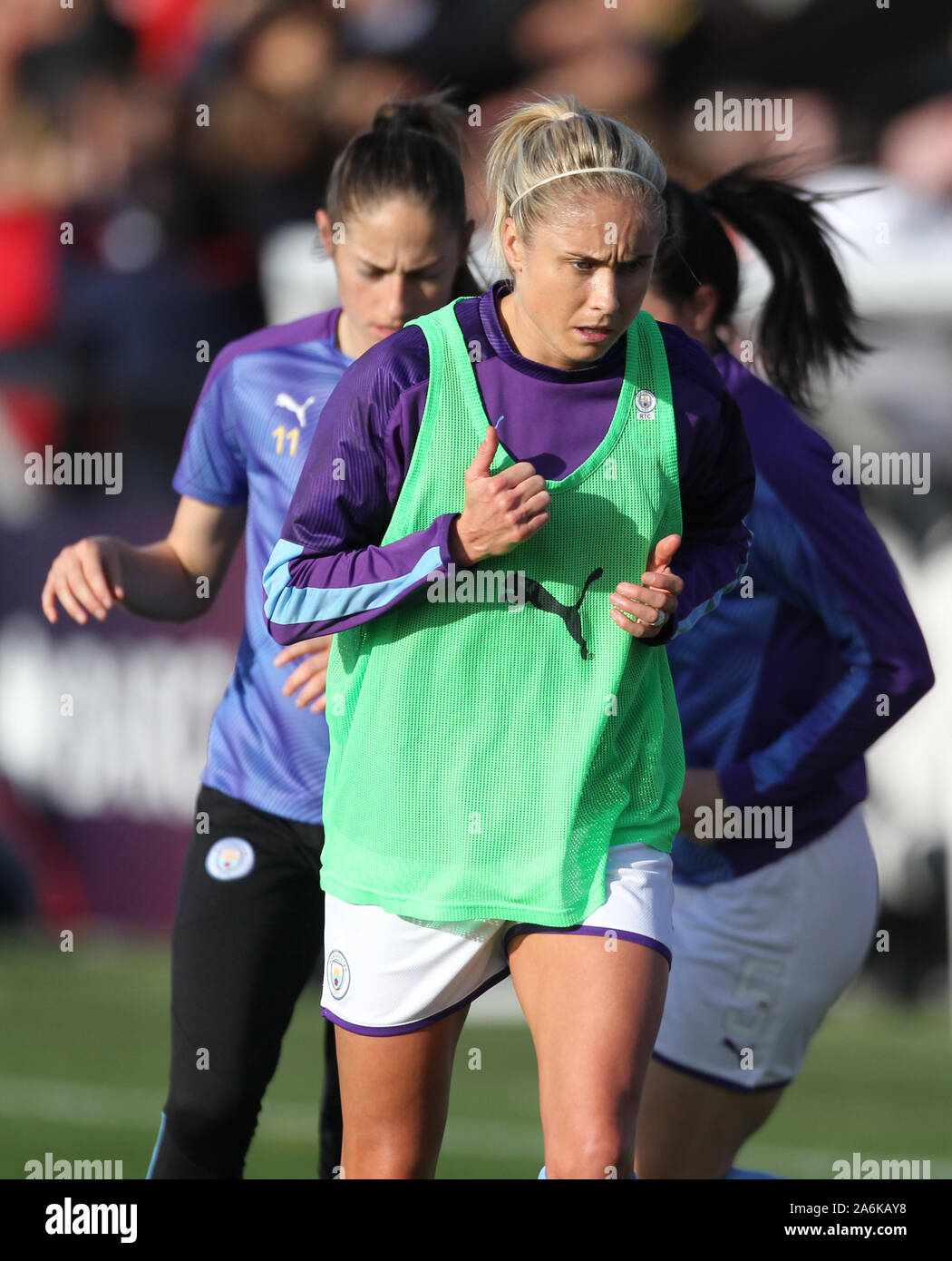 Von Manchester City Steph Houghton bevor Super die Women's League Match an der Wiese Park, Borehamwood. Stockfoto