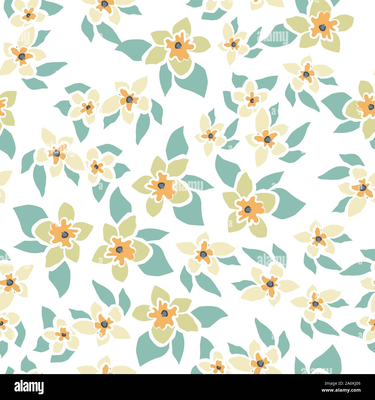 Nahtlose Muster mit kleinen Blüten. Im skandinavischen Stil. Vector Illustration Stock Vektor