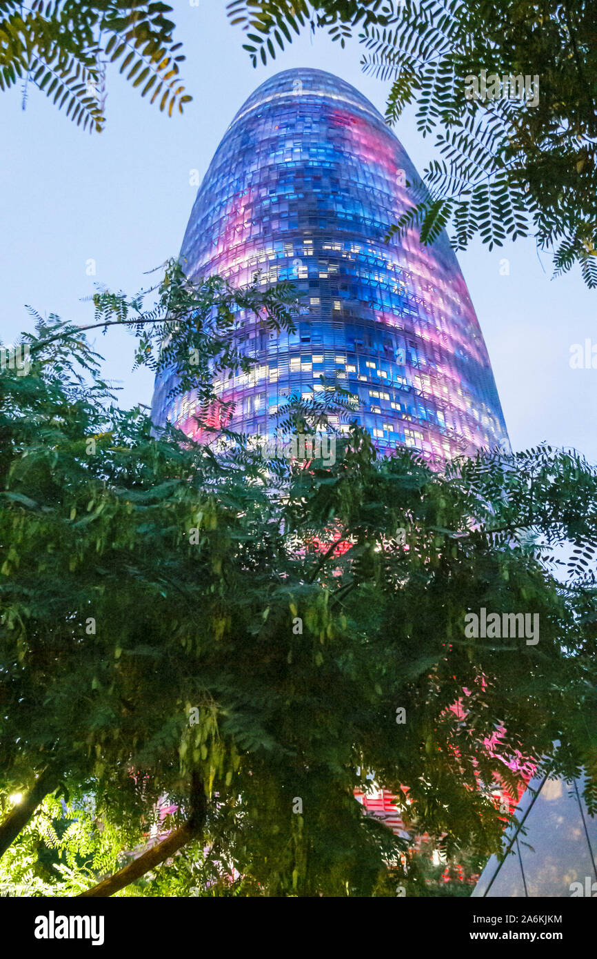 Barcelona Spanien, Katalonien Poblenou, Torre Glories, Agbar Tower, Wolkenkratzer, Architekt Jean Nouvel, Hightech-Architektur, struktureller Expressionismus, Multi-CO Stockfoto