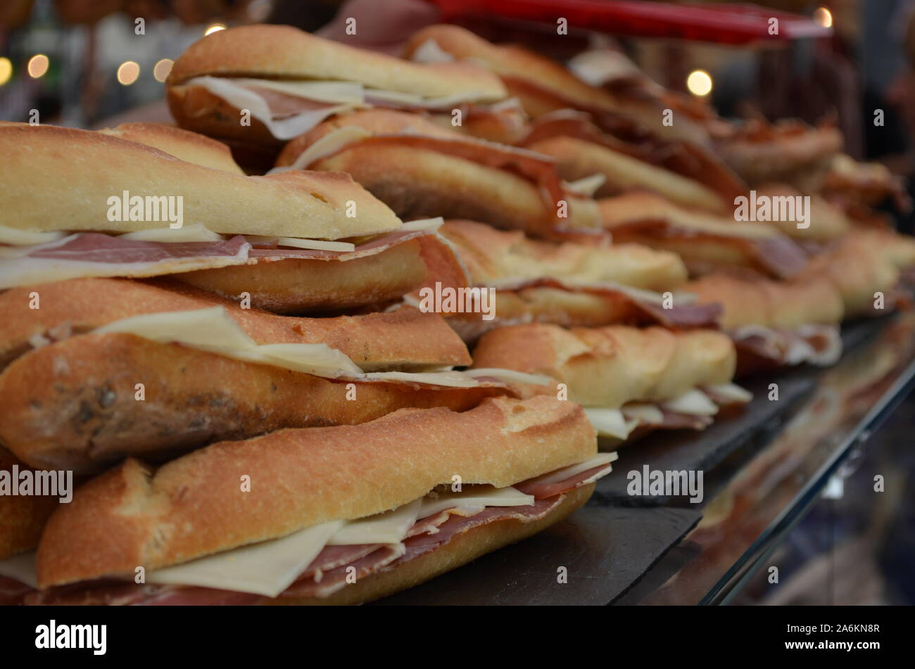 Jährliche ham Fair in der Stadt Baiona/Bayonne im Baskenland, Frankreich. Stockfoto