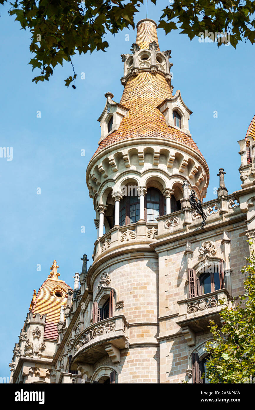 Barcelona Spanien,Catalonia Eixample,Passeig de Gracia,Casa Rocamora,Gebäude außen,Modernismus,Architektur,Apartment Wohngebäude,von Bassegod Stockfoto