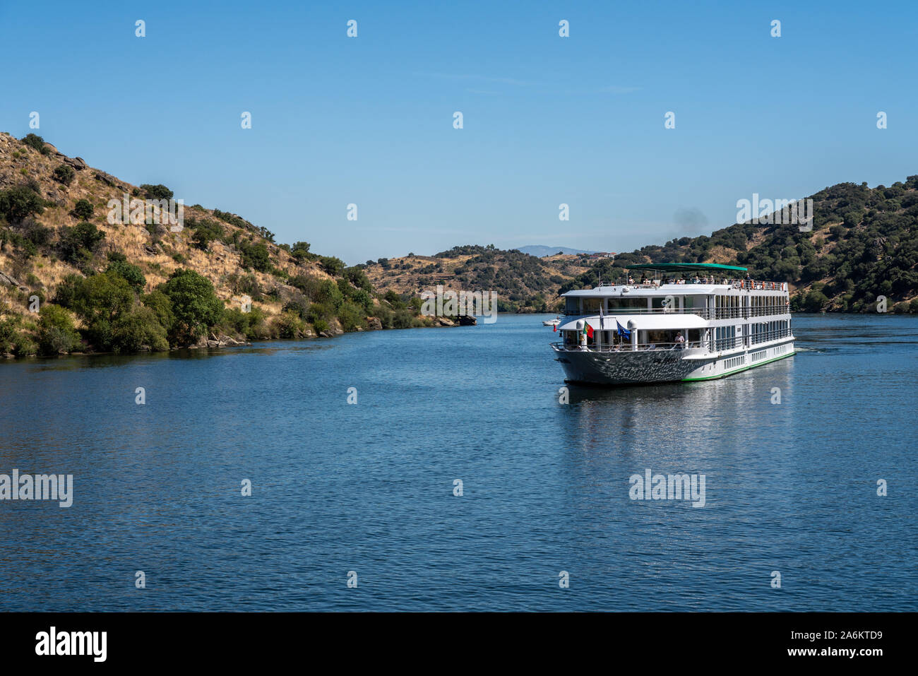 Bracanca, Portugal - 14. August 2019: EIN MS Gil Eanes River Cruise Boot Touren des Douro in Portugal Stockfoto