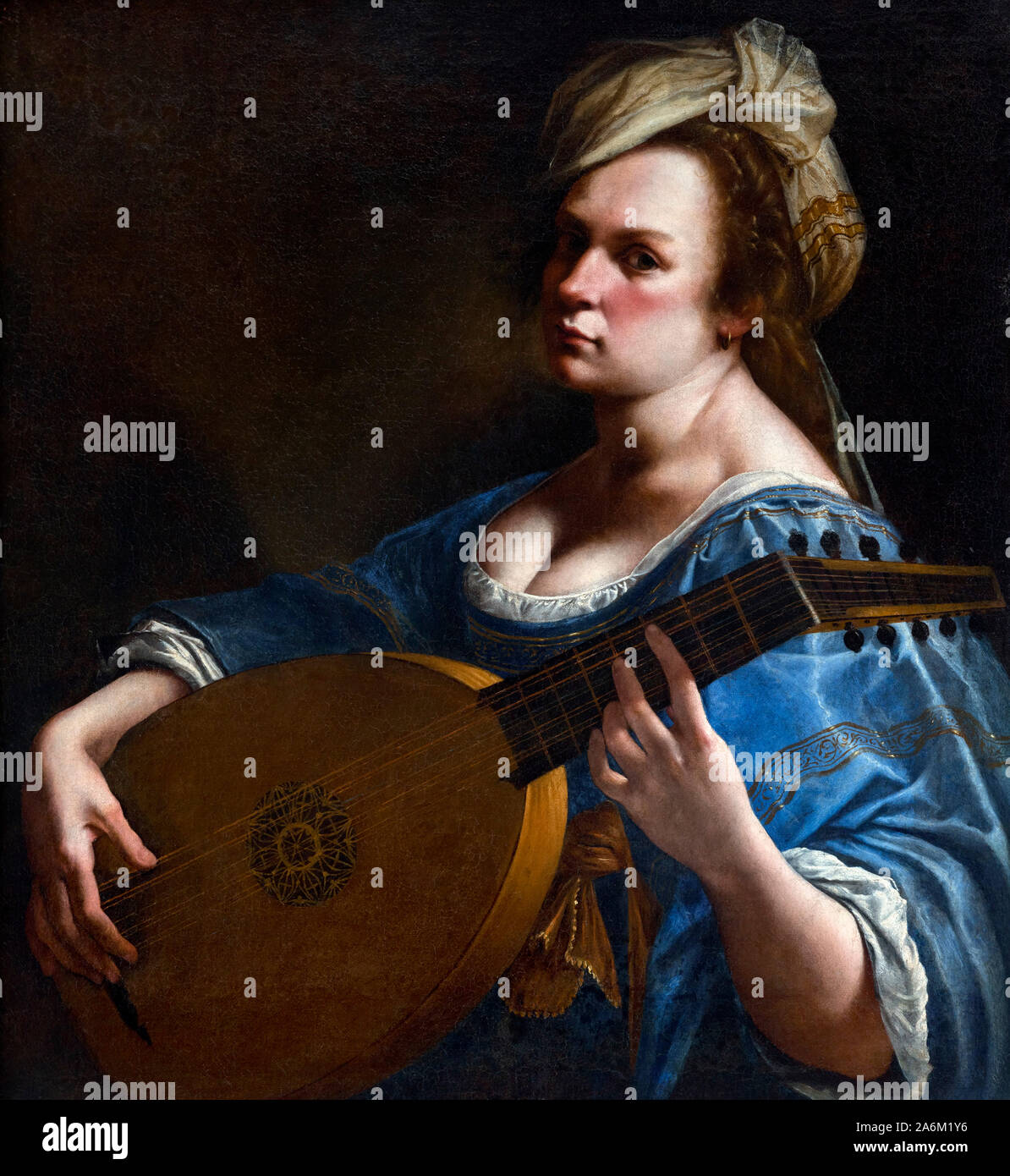Selbstbildnis als Lautenspieler von Artemisia Gentileschi (1593-1653) Stockfoto