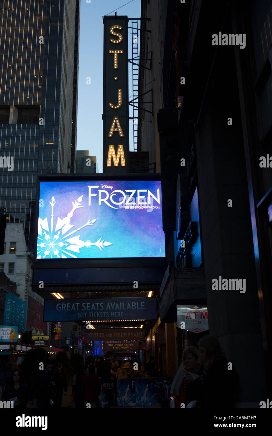 Frozen: das Musical" im St. James Theatre, New York City, NY Stockfoto