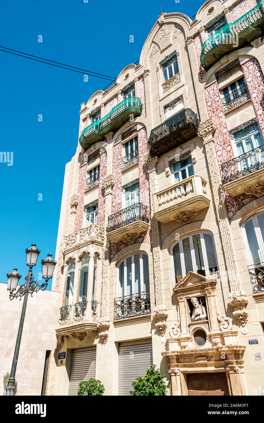 Valencia Spanien Hispanic,Ciutat Vella,Altstadt,Altstadt,Plaza de l'Almoina Platz,Casa,unt de Ganxo,Point of Hook House,1906,Gebäude,Außen,m Stockfoto