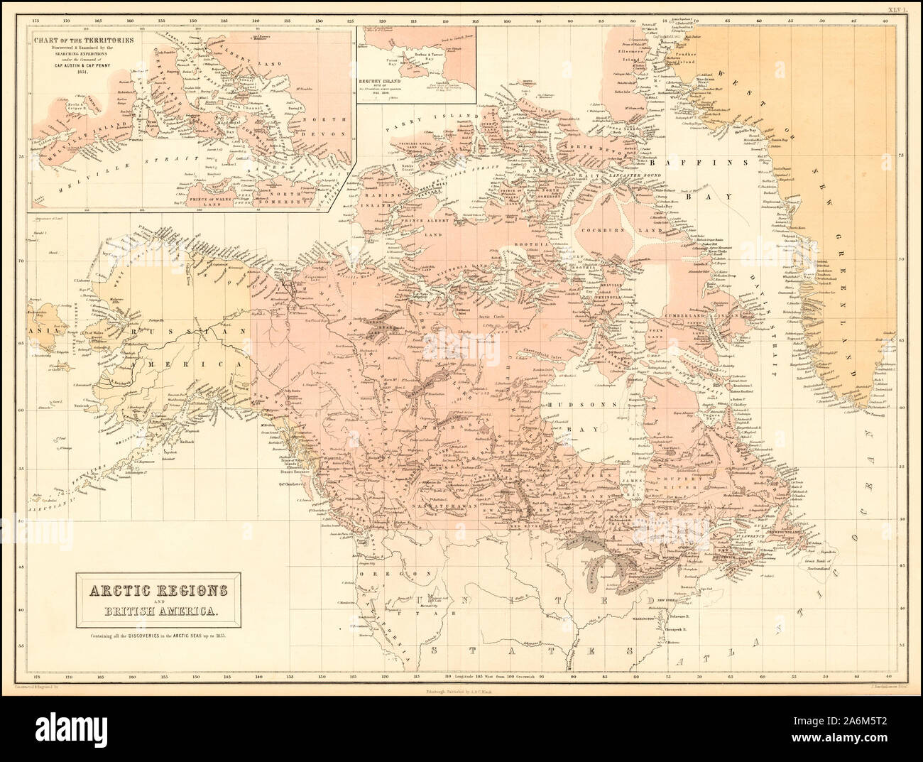 1854 Karte von arktischen Regionen Stockfoto