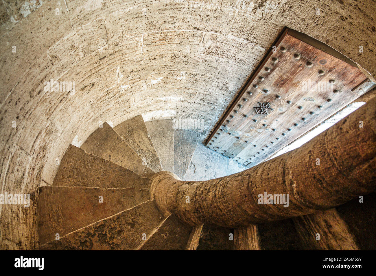 Valencia Spanien, Ciutat Vella, Altstadt, historisches Viertel, Torres de Quart, gotische Verteidigungstürme, mittelalterliche Stadtmauern, 1400er Jahre, historisches Wahrzeichen, sto Stockfoto