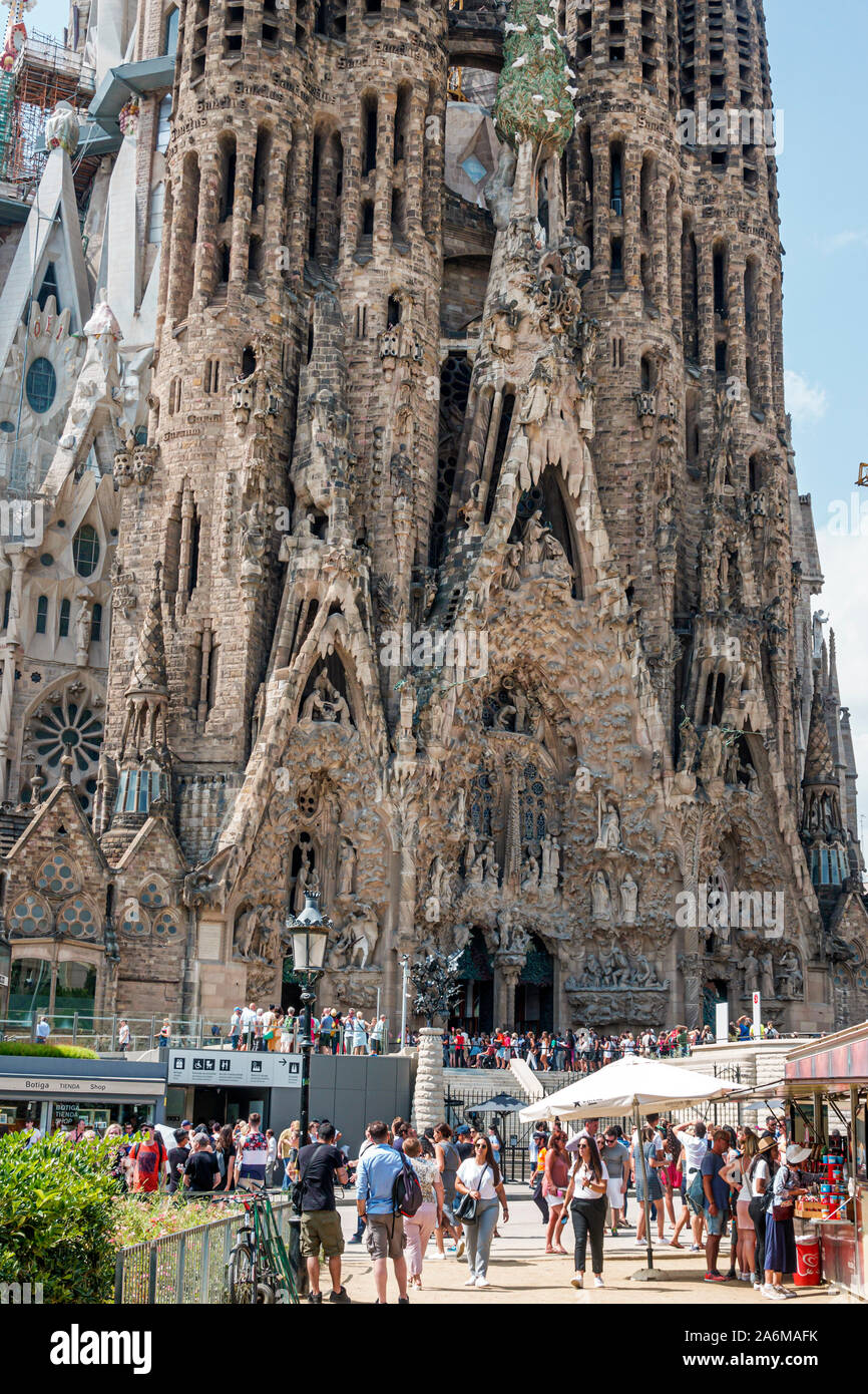Barcelona Spanien, Katalonien Eixample, Sagrada Familia, römisch-katholische Basilika, Kathedrale, Antoni Gaudi, Architektur des Jugendstils, UNESCO-Weltkulturerbe, e Stockfoto