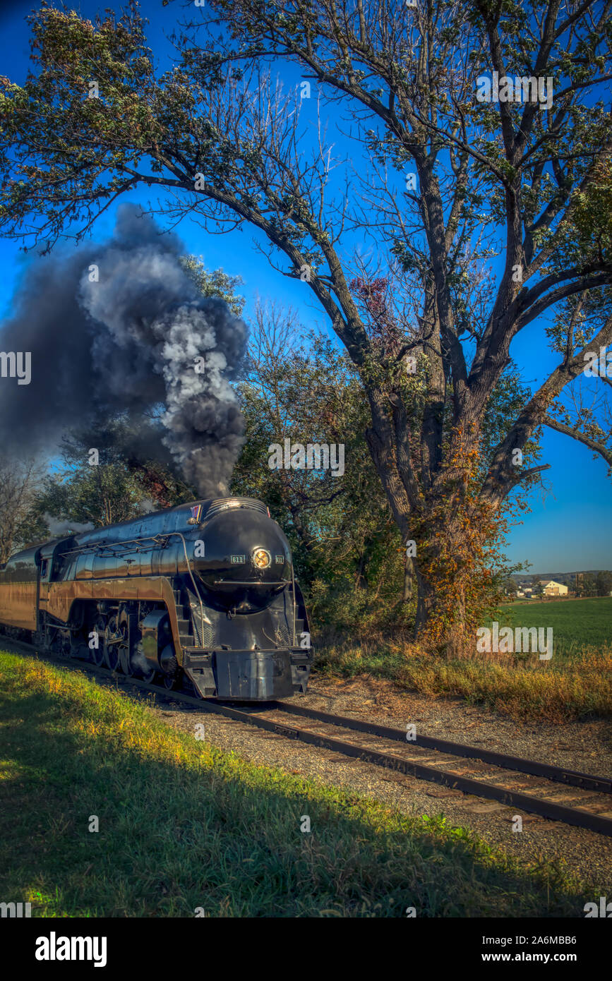 Antiken Dampflokomotiven auf Strasbirg Eisenbahn, Lancaster, Pennsylvania Stockfoto