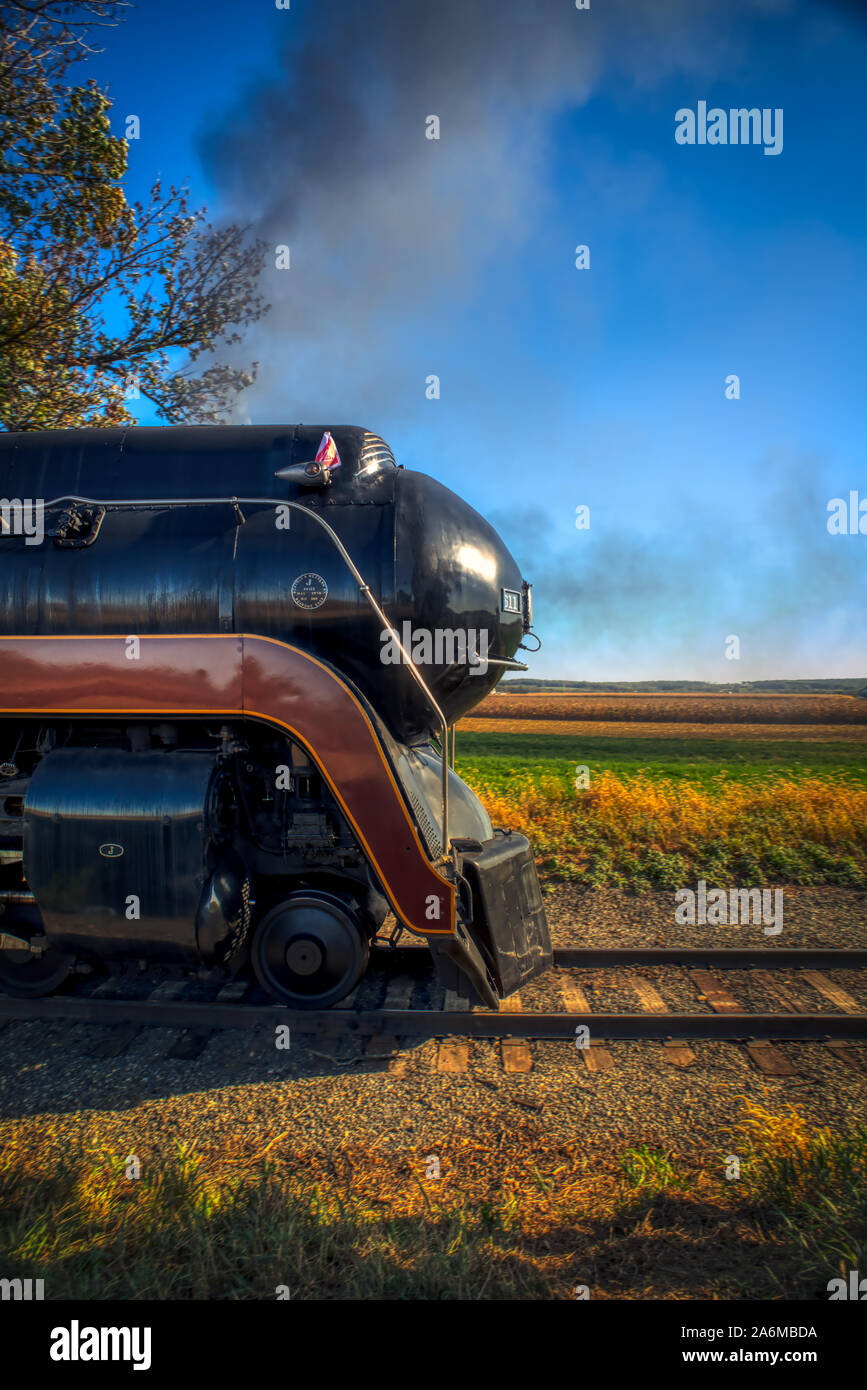 Antiken Dampflokomotiven auf Strasbirg Eisenbahn, Lancaster, Pennsylvania Stockfoto