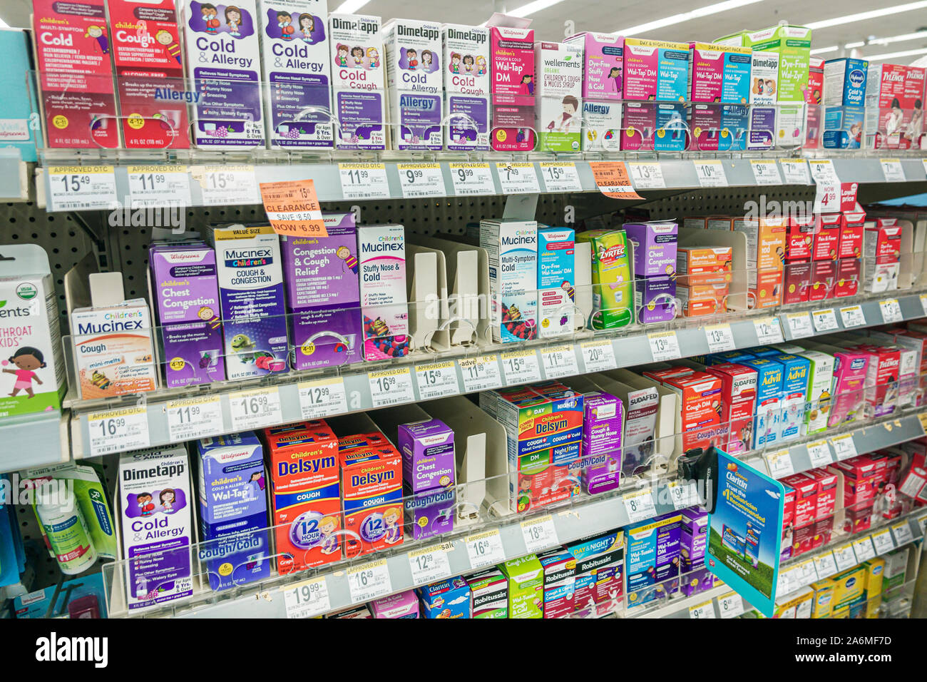 Miami Beach Florida, North Beach, Walgreens, Apotheke, Drogerie, innen, Display-Verkauf, Regale, Gesundheit Wellness-Produkte, über der Theke OTC, kalt Stockfoto