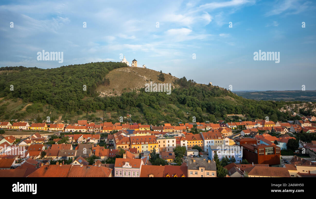 Mikulov - Heiligen Berg, Tschechische Republik. Region Südmähren. Stockfoto