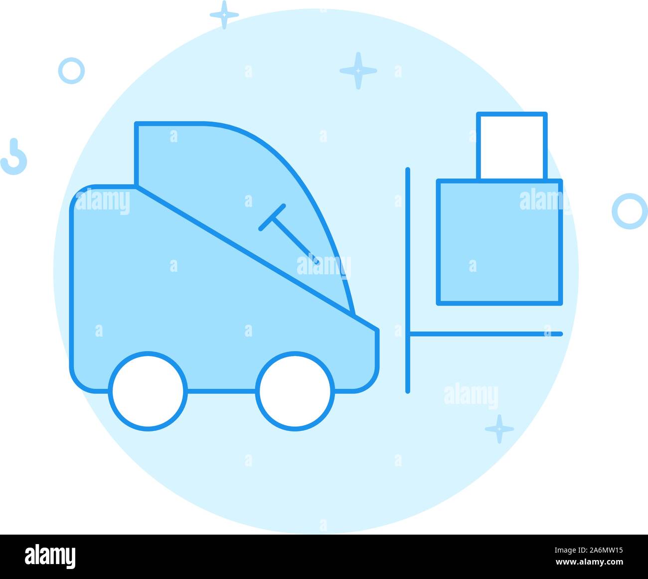 Lager Gabelstapler Vektor icon. Flache Darstellung. Gefüllte Linienstil an. Blue monochrome Design. Editierbare Schlaganfall. Strichstärke einstellen. Stock Vektor