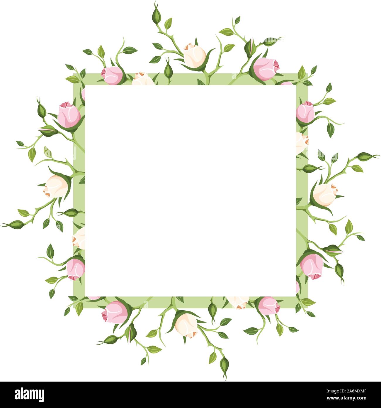 Vector Hintergrund mit rosa und weißen Rose buds. Stock Vektor