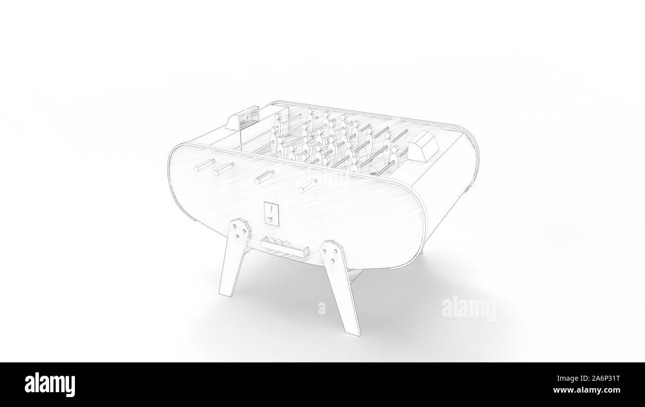 3D-Rendering für eine Fußball-Fußball-Tabelle auf weißem Hintergrund  Stockfotografie - Alamy