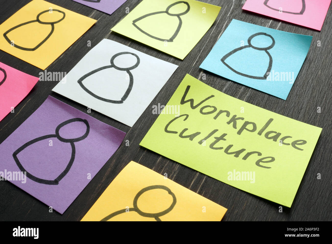 Arbeitsplatz Kultur Konzept. Silhouetten auf Blatt gezeichnet. Stockfoto