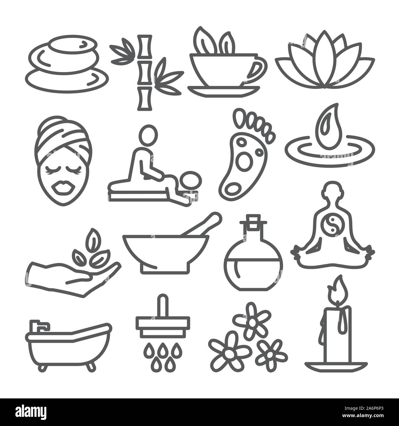 Spa Zeile für Symbole auf weißem Hintergrund Stock Vektor