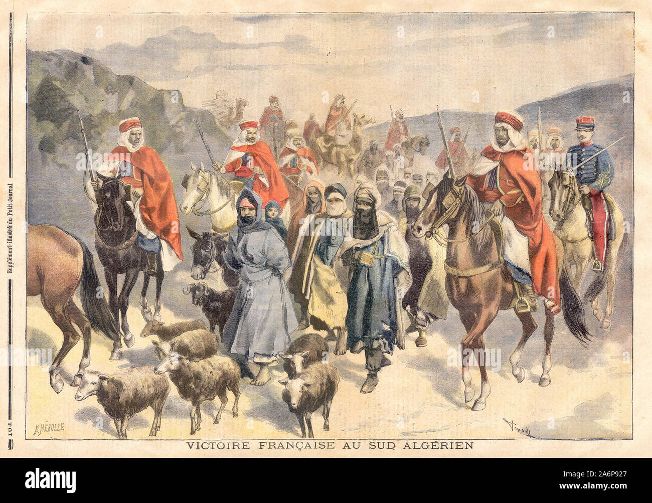 VICTOIRE FRANÇAISE AU SUD ALGÉRIEN-SIEG FRANKREICHS IN ALGERIEN - In "Le Petit Journal" illustrierte Zeitung - Stockfoto