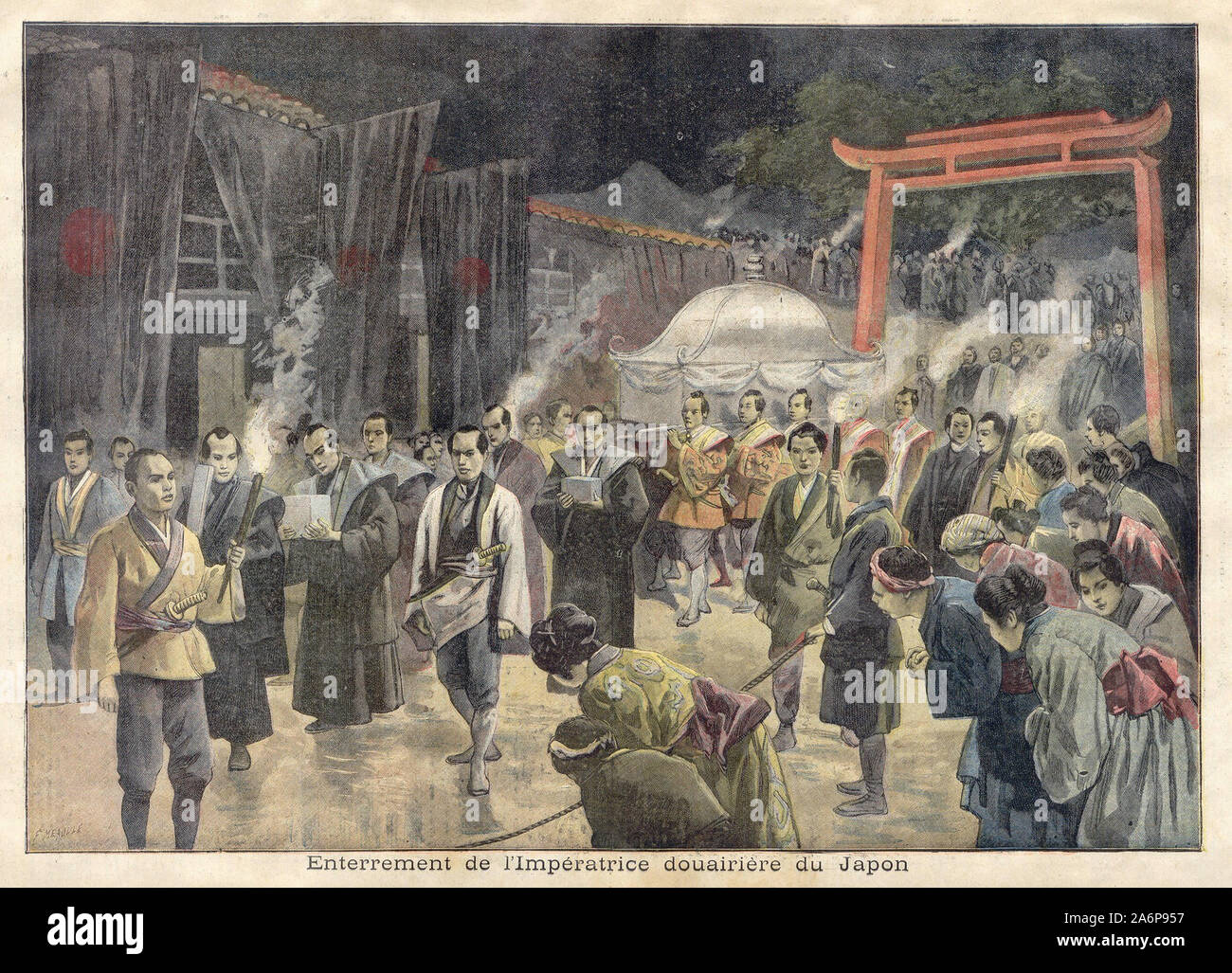 Enterrement de l'Impératrice douairière du Japon - Beerdigung der Dowager Kaiserin von Japan - In "Le Petit Journal" illustrierte Zeitung - Stockfoto