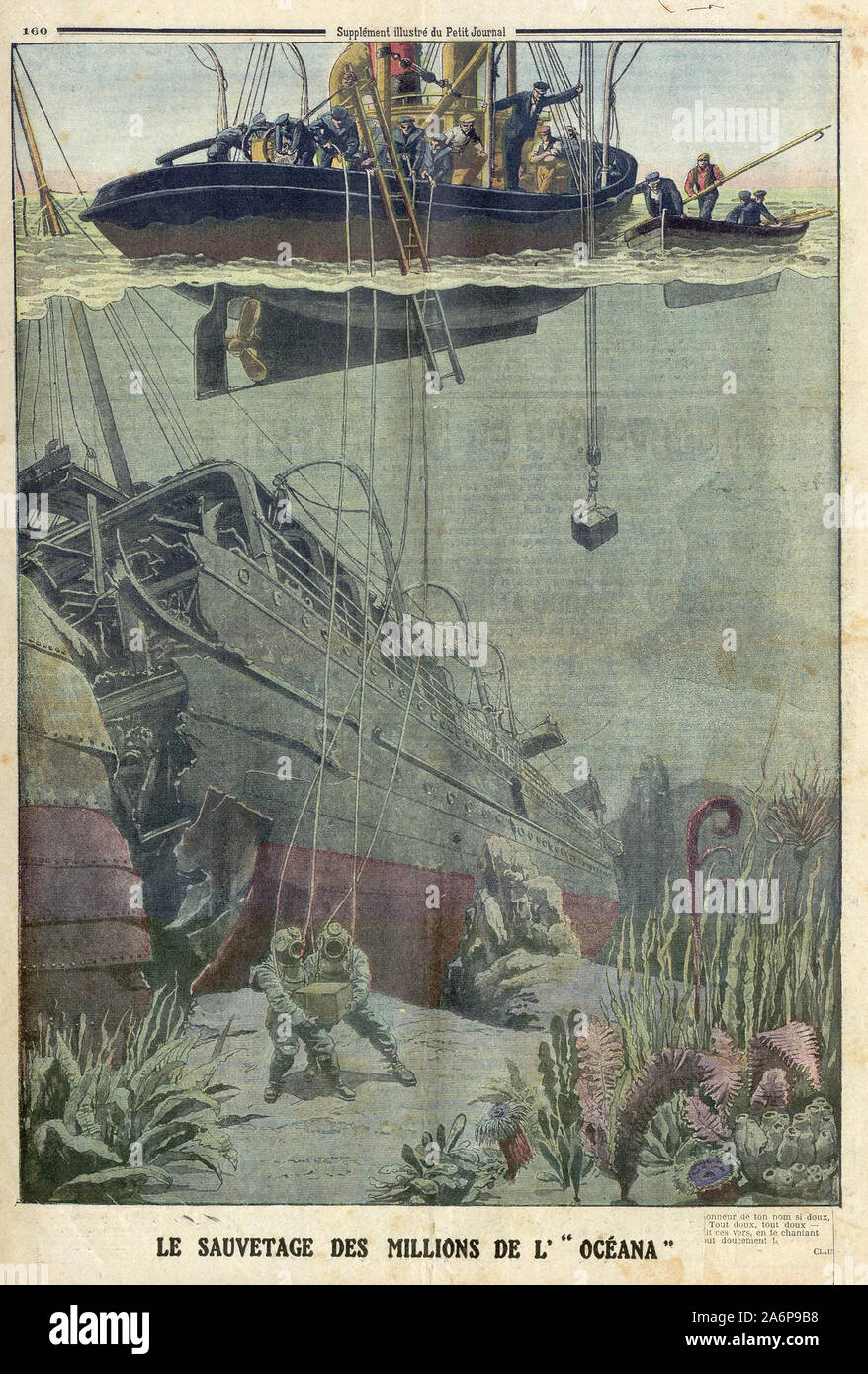 LE SAUVETAGE DES MILLIONS DE L'Ozeanien - DIE RETTUNG VON MILLIONEN VON OZEANIEN - In "Le Petit Journal" illustrierte Zeitung - Stockfoto