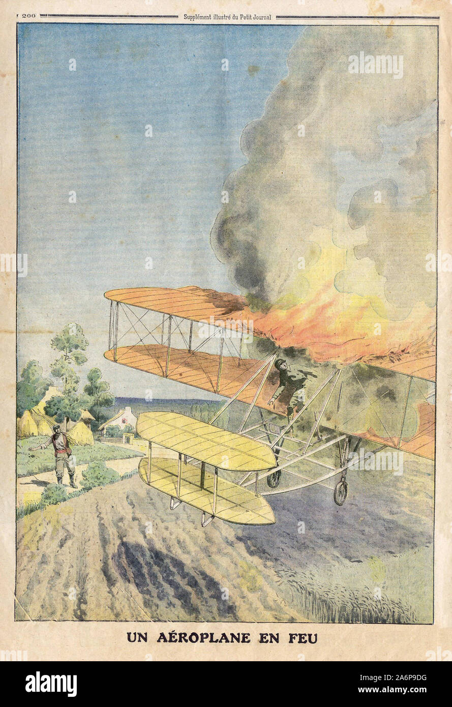 UN-Flugzeug EN FEU - EIN FLUGZEUG IN BRAND - In "Le Petit Journal" illustrierte Zeitung - Stockfoto