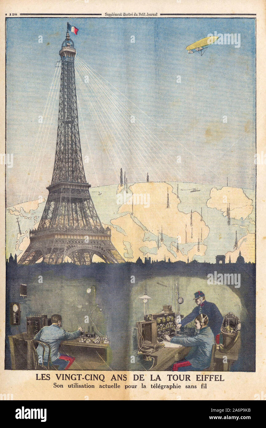 LES VINGT-CINQ ANS DE LA TOUR EIFFEL - DEN FÜNFUNDZWANZIG JAHREN AUF DEN EIFFELTURM - In "Le Petit Journal" illustrierte Zeitung - Stockfoto