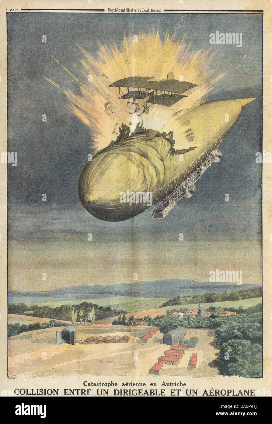 Katastrophe Aérienne en Autriche: KOLLISION ENTRE UN DIRIGEABLE ET UN AÉROPLANE - In "Le Petit Journal" Französische illustrierte Zeitung Stockfoto