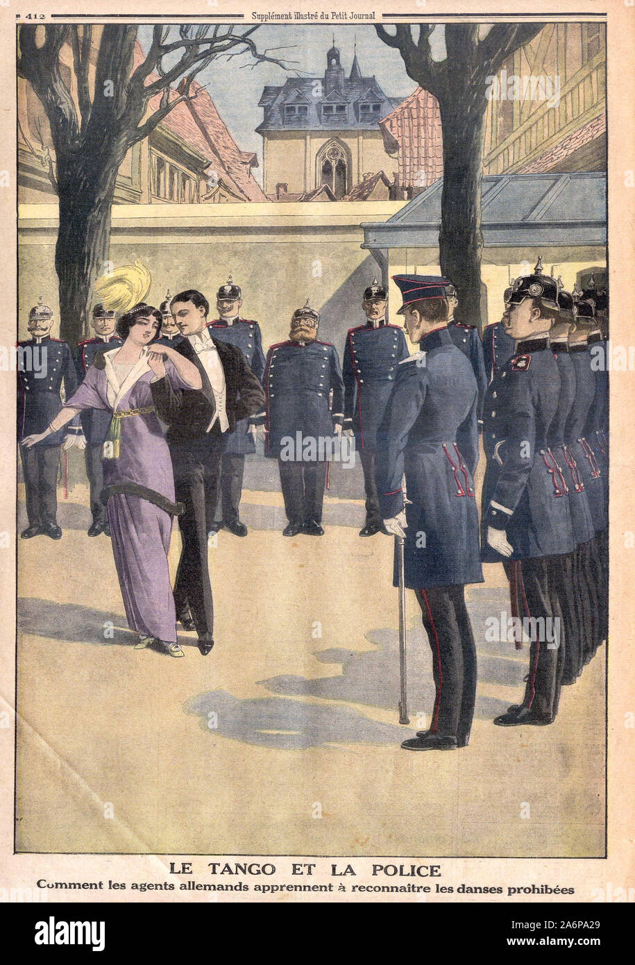 LE TANGO ET LA POLIZEI Kommentar les Agents allemands apprennent à reconnaître les Danses prohibées - TANGO UND POLIZEI Wie deutsche Agenten lernen Verboten Tänze zu erkennen - In "Le Petit Journal" illustrierte Zeitung - Stockfoto