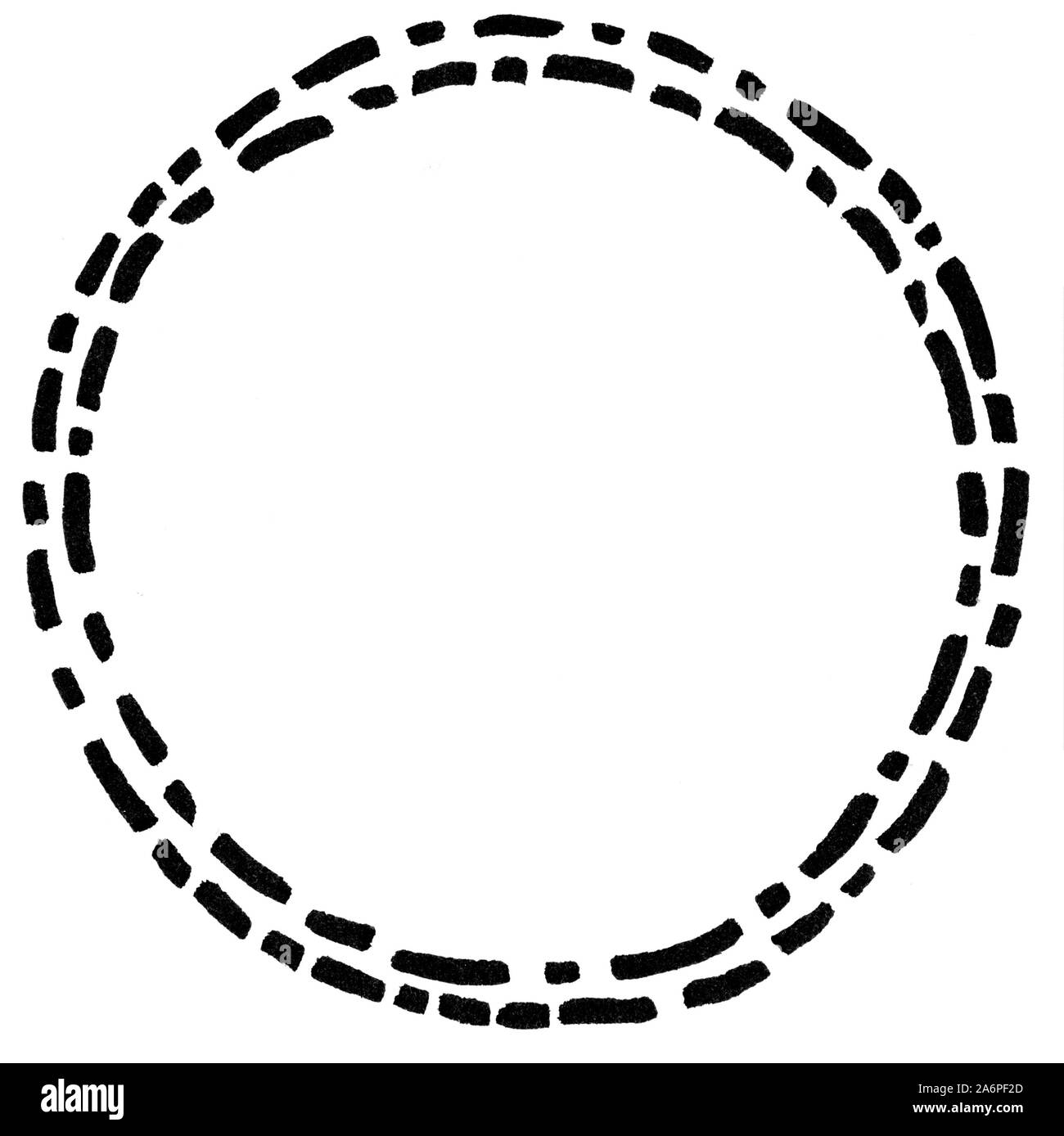 Einfache doodle Hand gezeichnet Runde isoliert Tinte Rahmen. Stift Striche und Linien. Stockfoto