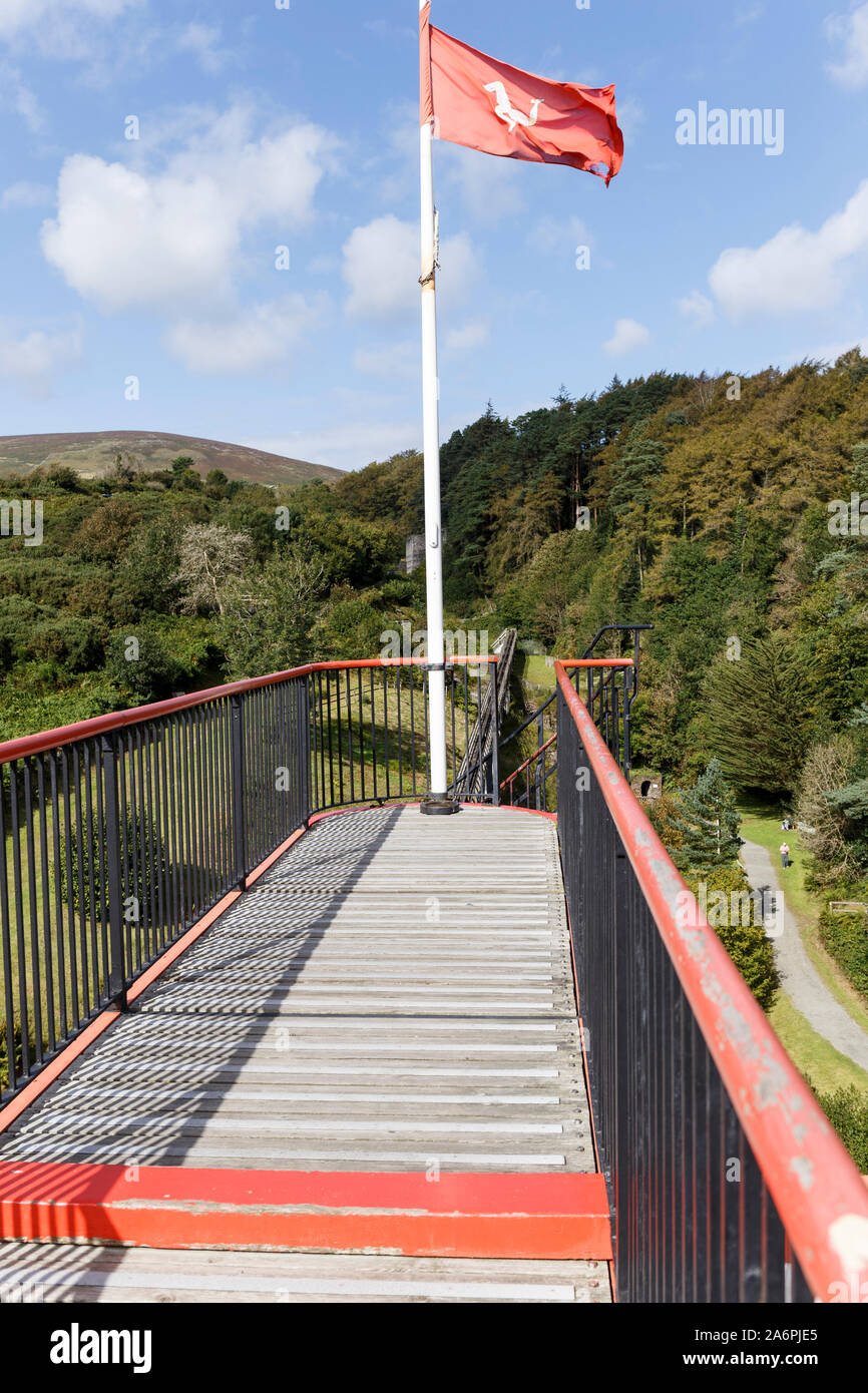 Great Laxey Wheel oder Lady Isabella ist der größte Wasserrad in der Welt. Laxey, die Insel Man, den Britischen Inseln. Stockfoto