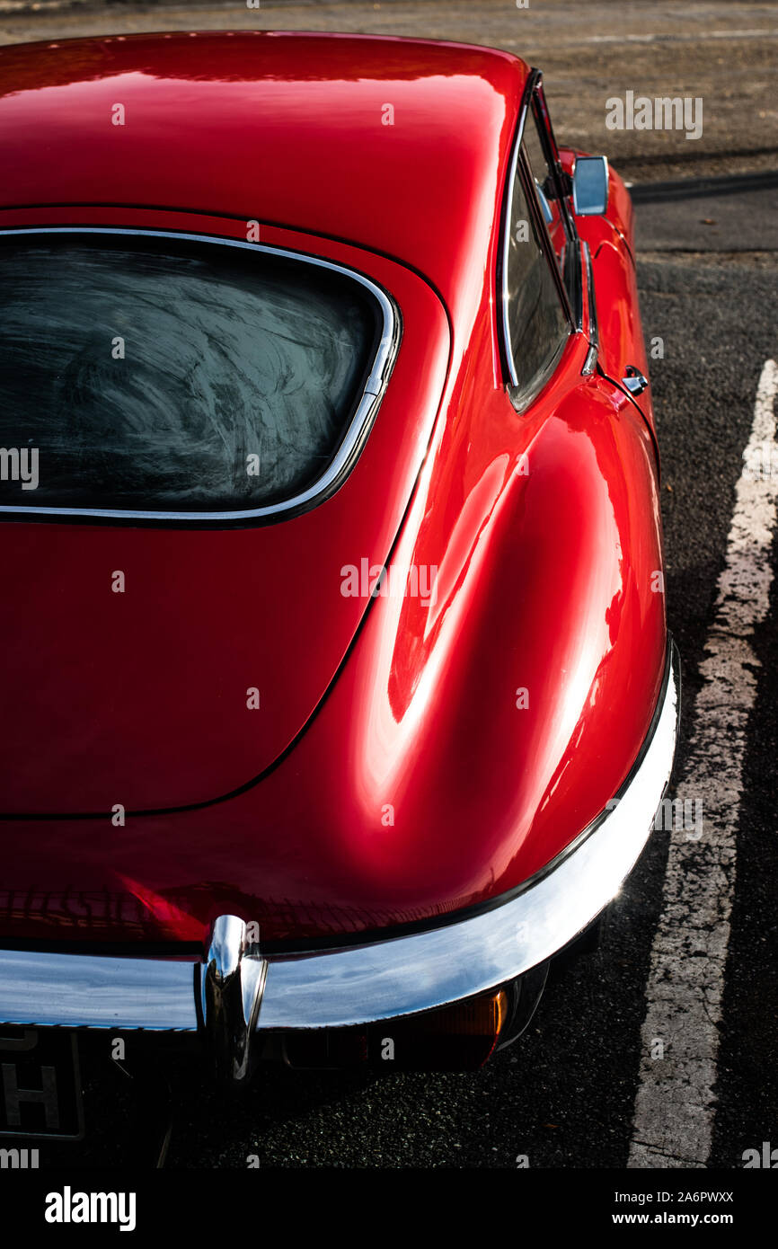 Ansicht der Rückseite des Jaguar E-Type Stockfoto
