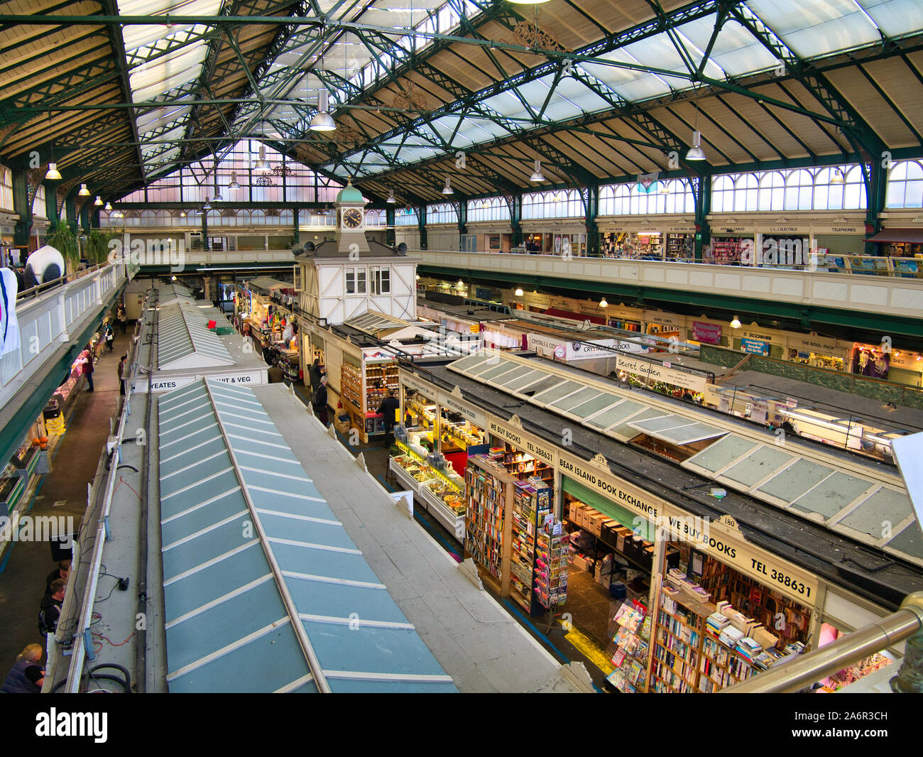 Der viktorianische Hall von Cardiff Markt - einem denkmalgeschützten Gebäude im Burgviertel der Stadt Cardiff, Wales, UK. Stockfoto