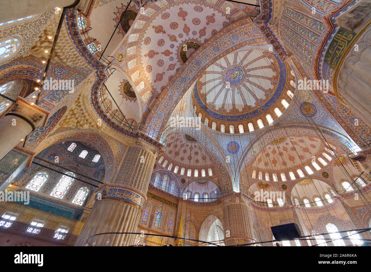 Innenraum der blauen Moschee, Istanbul, Türkei. Stockfoto