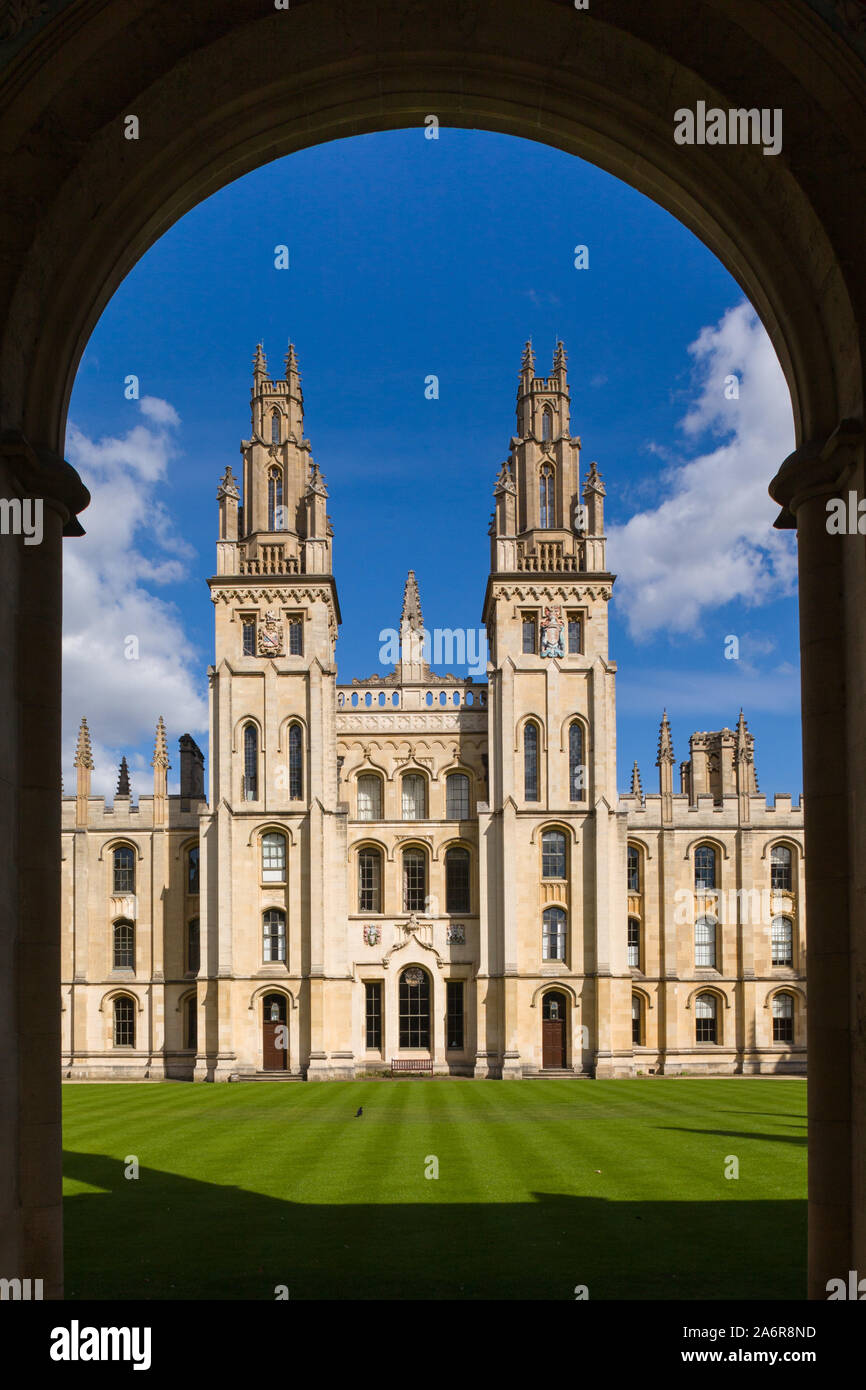 All Souls College, Oxford gesehen aus dem ganzen Norden Viereck, Teil der Universität Oxford Stockfoto
