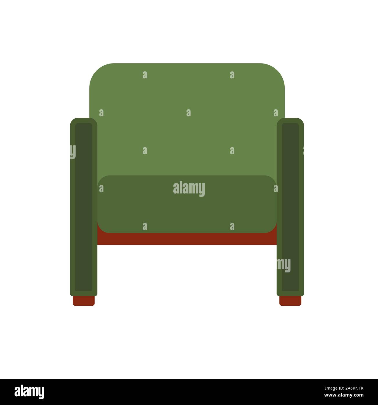 Klassischer Stuhl grün Vektor Symbol Vorderansicht. Möbel Home Interior isoliert. Retro Luxus Zimmer sitzen. Cartoon sofa flach Hocker Stock Vektor